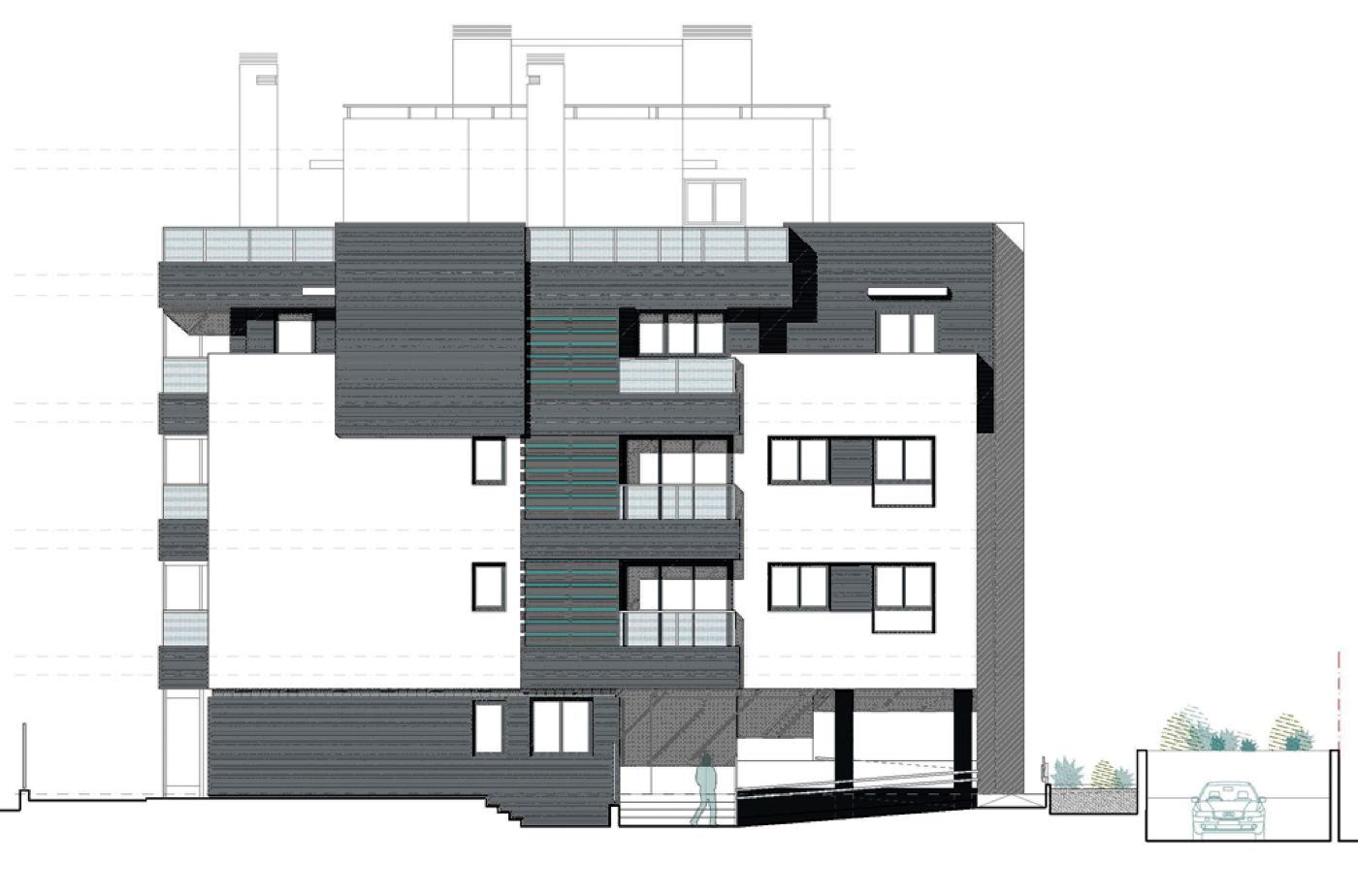 Esquema de «AERONAVE», vivienda colectiva libre en MADRID