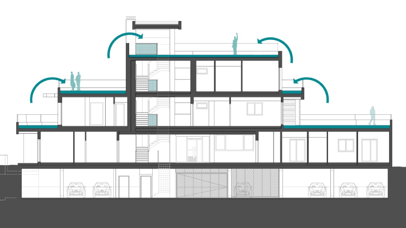 Esquema de «ATALAYA», vivienda colectiva libre en MADRID