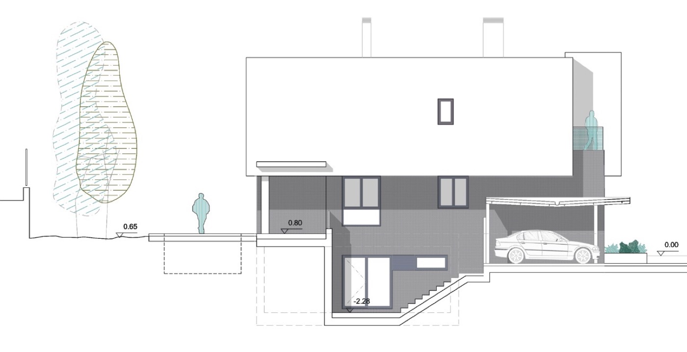 Esquema de «LAS VAGUADAS», vivienda unifamiliar en BADAJOZ
