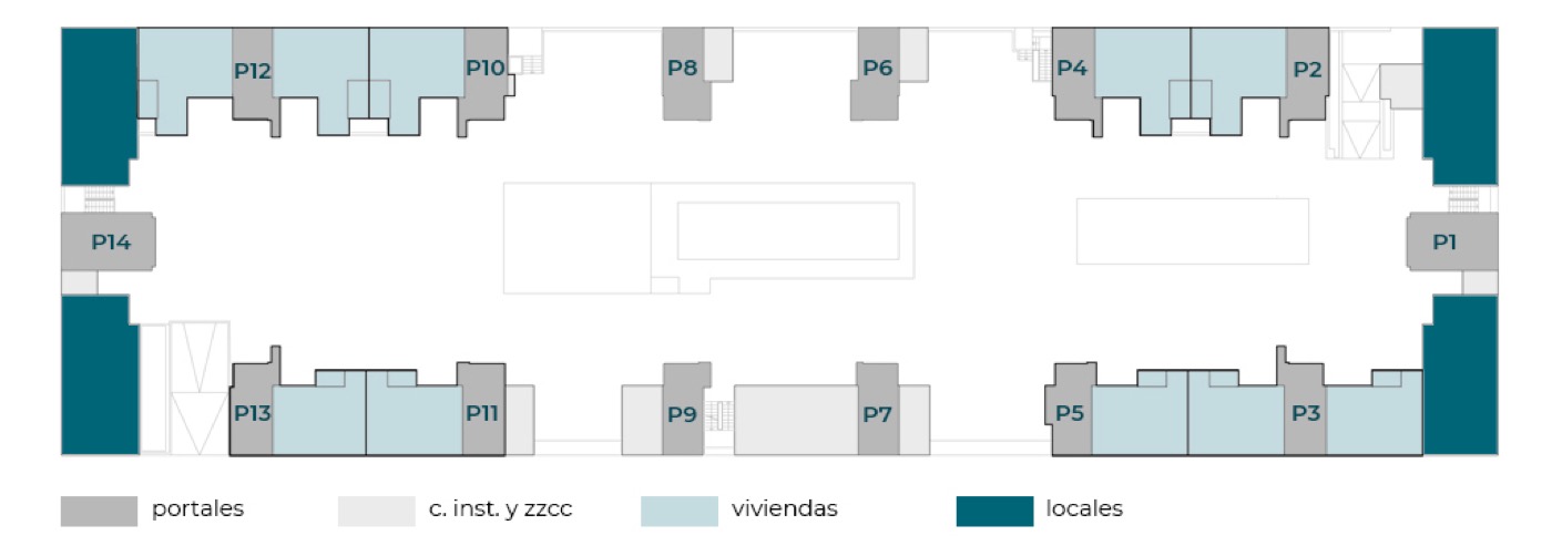Esquema de «TORREJÓN», vivienda colectiva VPPL en MADRID