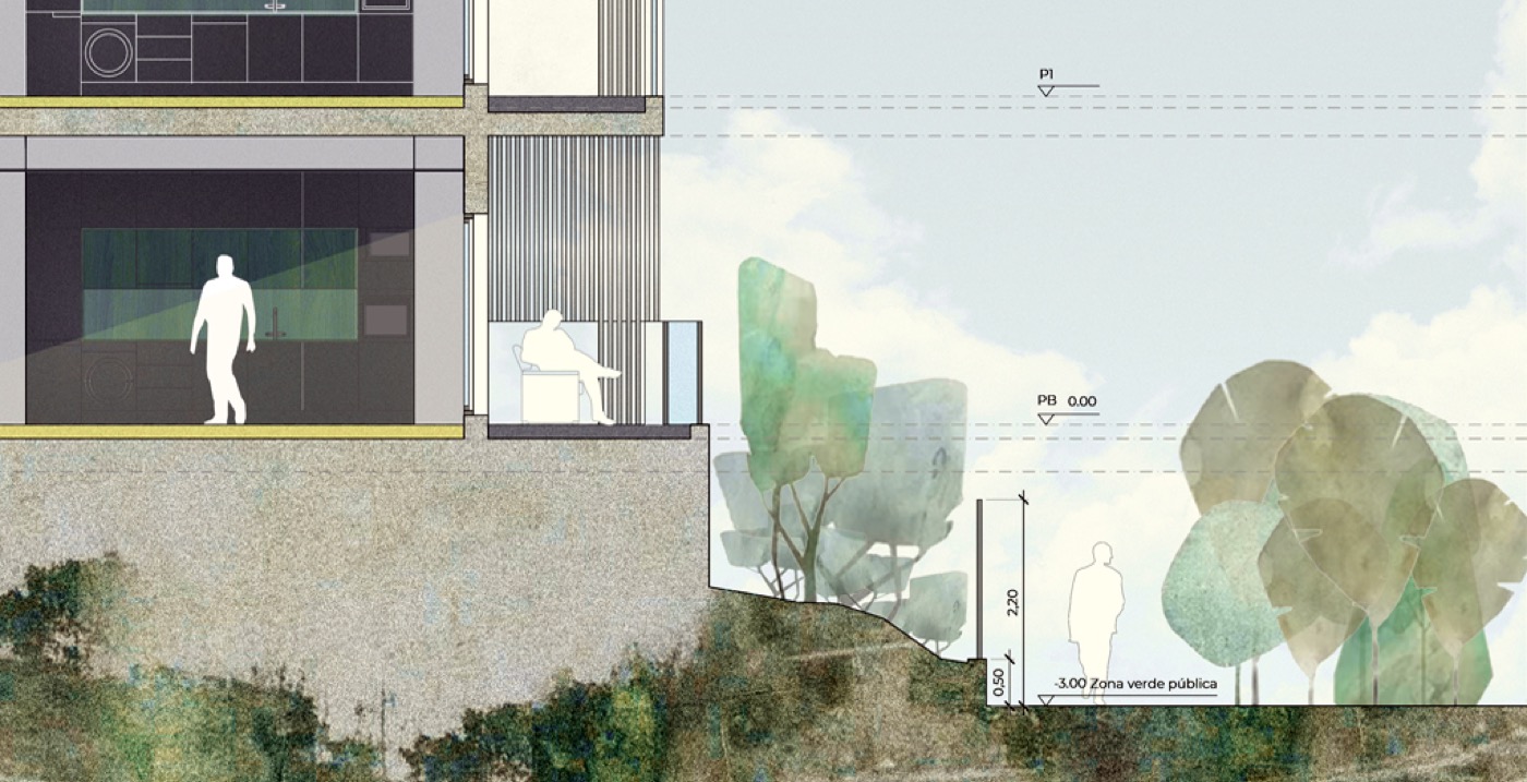 Esquema de «AGUAS VIVAS RC5», vivienda colectiva VPPL en GUADALAJARA